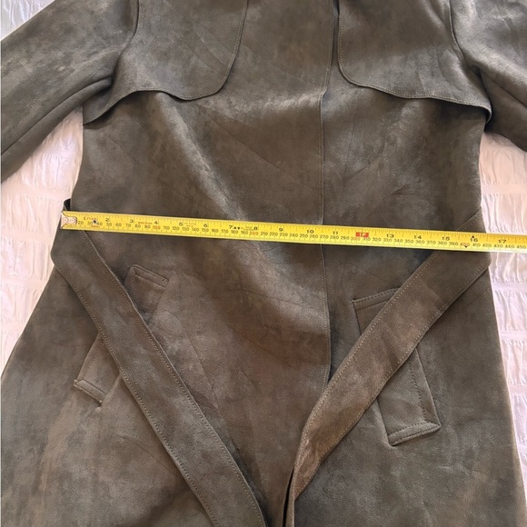 Mark. Army Green Suede Trench Coat. Sz Small - Picture 12 of 14